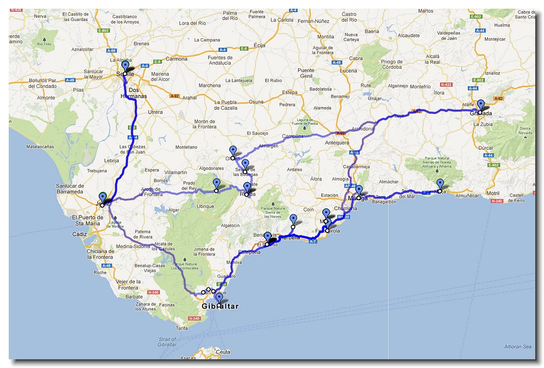 Spain driving route on this trip
